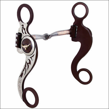 Hilason Brown Steel Horse Show Bit 5" Sweet Iron Snaffle Mouth W/ Copper Inlay